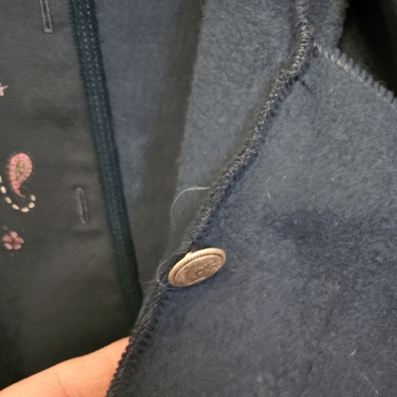 #134 Northern Reflections- Turquoise Knit Floral Printed Button-up - Size: XL - Picture 4 of 9